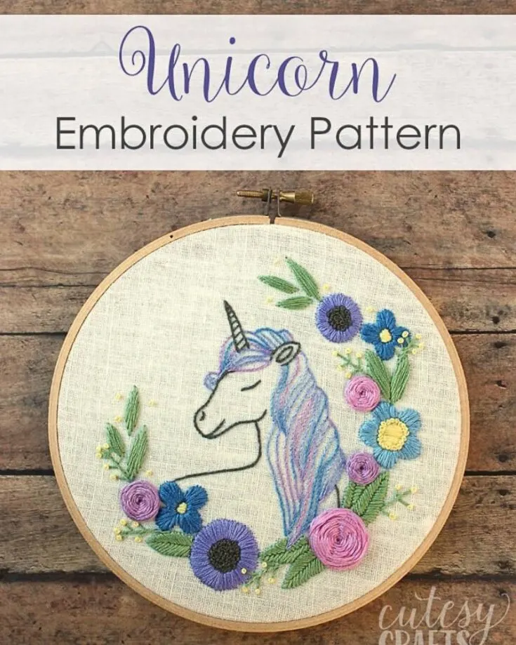 These magical creatures can never get out of style. Transform your embroidery project, stitch by stitch, and watch as vibrant petals and the mystical unicorn create a captivating scene on your fabric canvas.