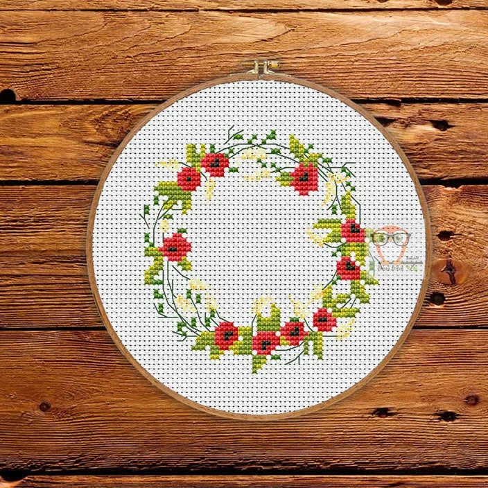 flower wreath free cross stitch pattern