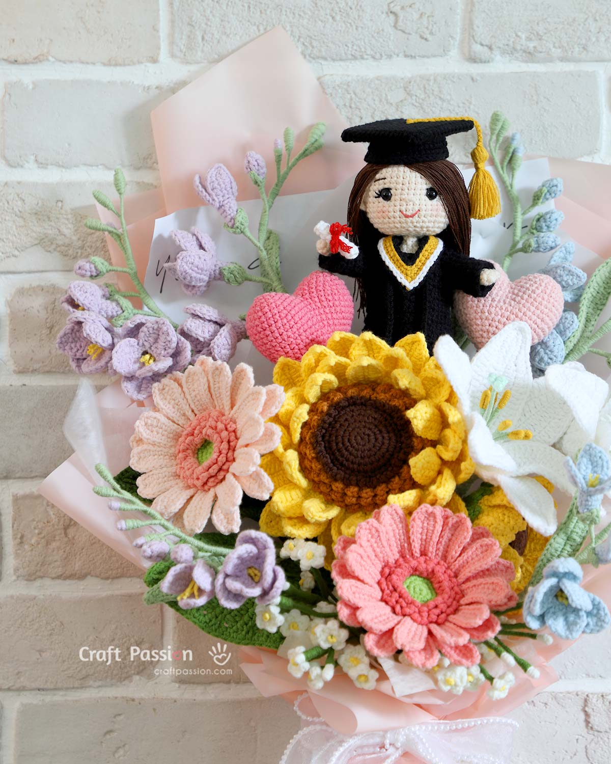 freesia graduation bouquet crochet freesia graduation bouquet