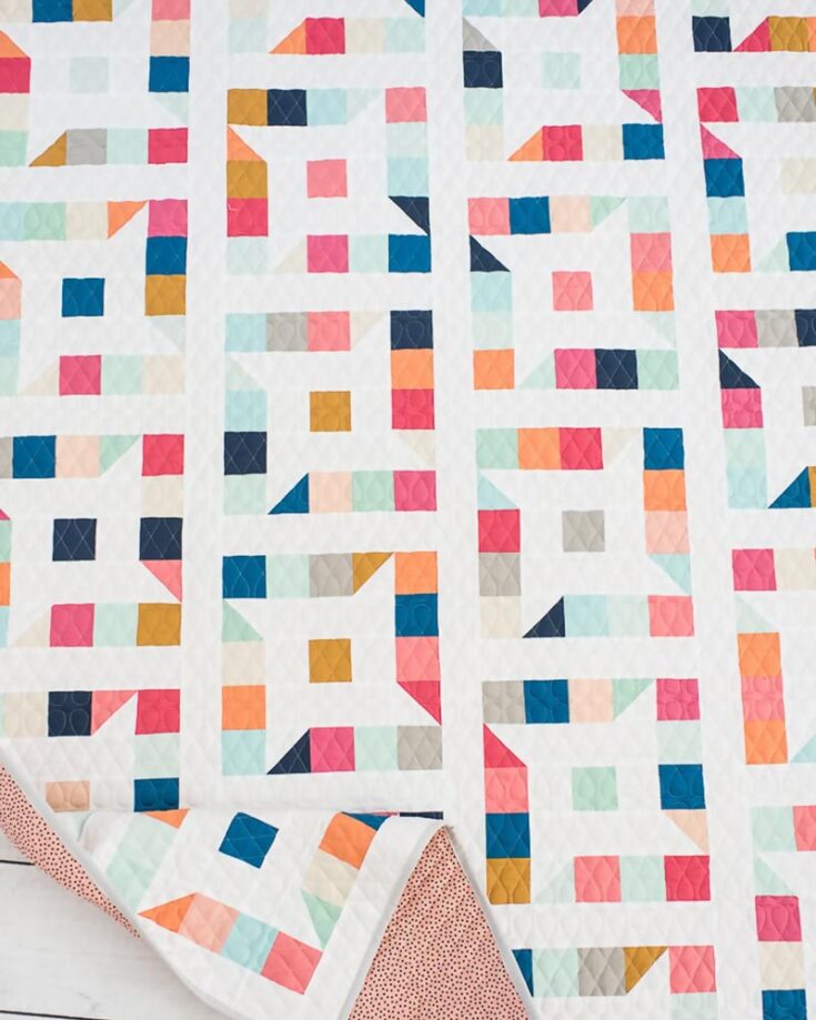 This Friendly Stars Quilt is an advanced beginner project that takes on a modern look on classic quilting! This gorgeous and inexpensive pattern blends simplicity with sophistication, featuring vibrant star designs that are both timeless and stunning. It&rsquo;s jelly roll-friendly, and the PDF includes instructions for a scrappy and non-scrappy look. The finished sizes are as follows: Crib (38&rdquo; x 50&rdquo;) Throw (62&rdquo; x 74&rdquo;)