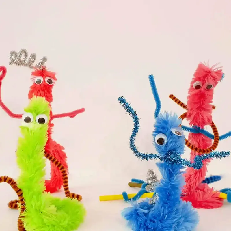 Get silly with fuzzy monster pipe cleaner crafts. With their googly eyes and colorful fur, these quirky creatures are perfect for sparking imaginative play and storytelling adventures.