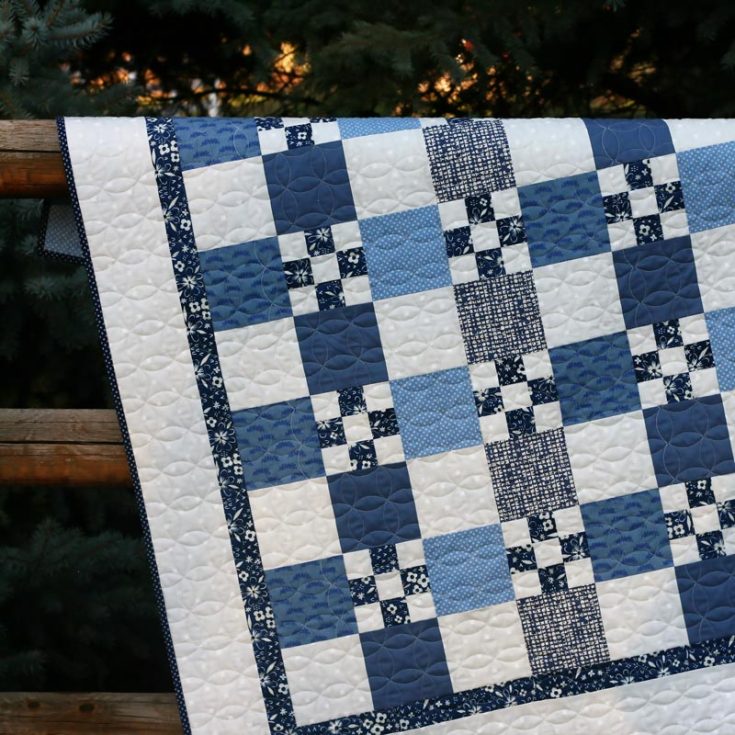 By using only 5 fat quarters some fabric for background and borders, you can make your rendition of this beautiful Garden Path quilt! It's made from 5" squares alternating with background squares and 9-patch blocks. The finished size of this piece is 50" x 50".&nbsp;