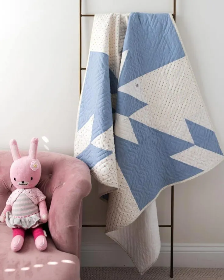 Check out this fantastic Giant Hunter&rsquo;s Star quilt design that offers a fresh, modern twist on the classic baby quilt. Perfect for new mothers, this oversized star quilt block makes it quick to quilt, while the soft chambray and low-volume fabrics give it a gentle, cozy feel. The final measurements are 48&rdquo; x 48&rdquo;.