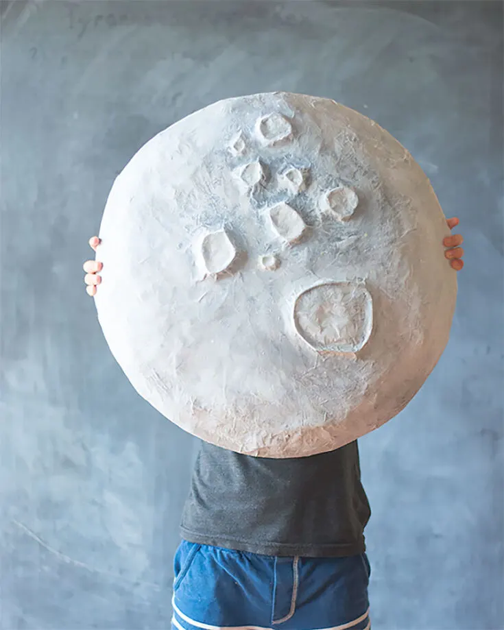 Is anyone a fan of planets or outer&nbsp;space? Make this creative paper mache on a giant moon. It also makes a perfect placement in a room or a nursery.
