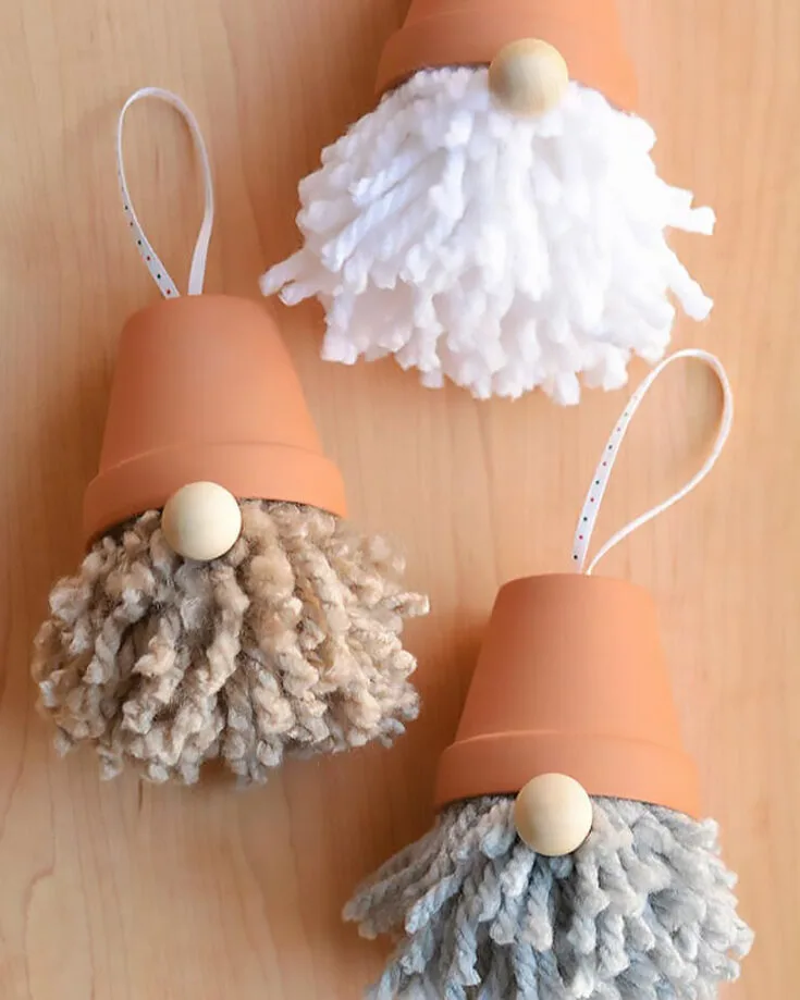How could we forget these adorable creatures of Christmas, gnomes! They take very few steps and you can replicate so many! How cute would it be to see dozens of gnomes just dangling from your tree?