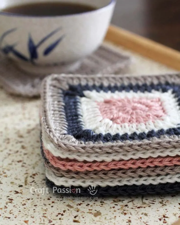 These Square Crochet Coasters are an excellent choice for beginners looking to add a handmade touch to their home. With a straightforward design and an easy-to-follow pattern from Craft Passion, you can create charming coasters in no time. Perfect for a simple, satisfying crochet project!