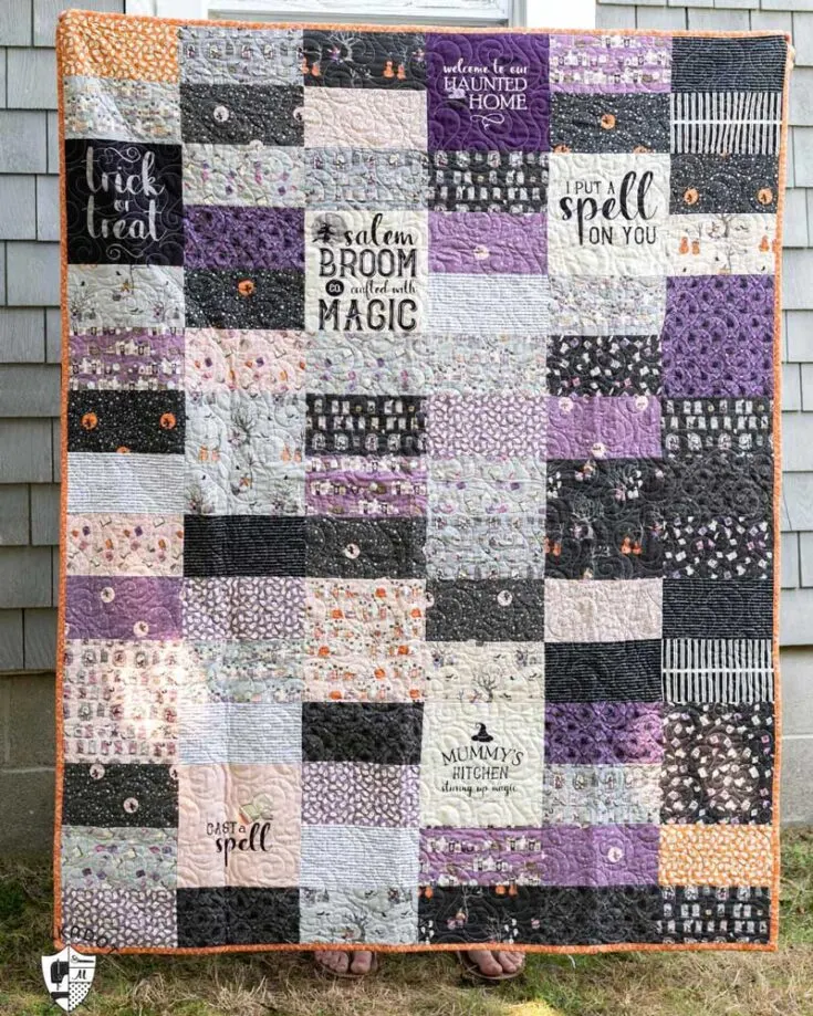 Here&rsquo;s another Halloween-themed quilt design by Polka Dot Chair! This delightful beginner pattern is designed to incorporate a preprinted quilt panel with precut fabric squares to create this beautiful and simple quilt. It's perfect for the upcoming fall season and pretty effortless to assemble, too. The finished size for this quilt is 54&rdquo; x 62&rdquo;.