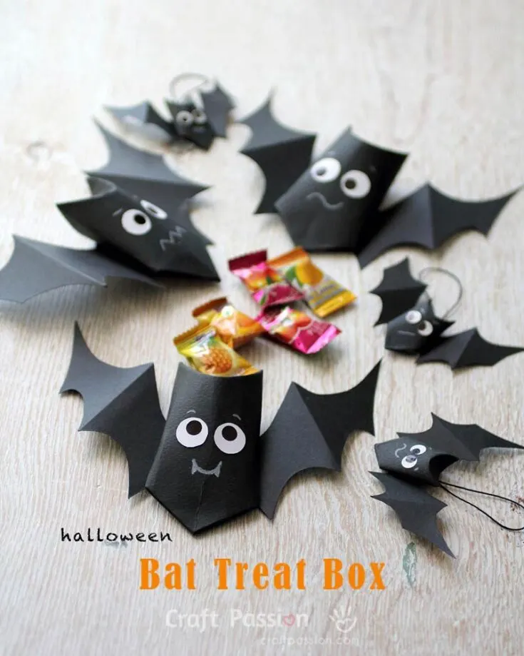Looking to make trick-or-treating fun and special? Check out these Halloween bat treat bags which can be crafted using toilet paper rolls. Substitute the paper for cardboard tubes painted black and draw on those silly faces using a white marker!