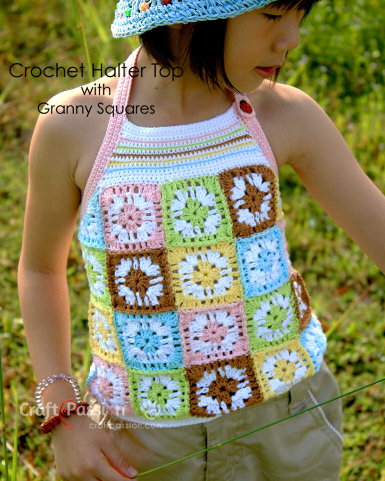 This is a crochet halter top pattern using granny squares. With clear instruction, step by step photos, free pattern. Perfect for girls & summer.