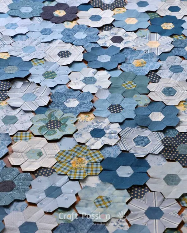 hexagon piecing with machine