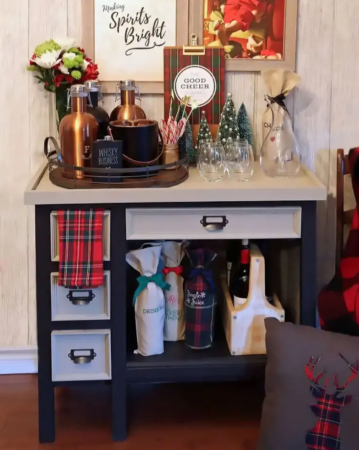 Have you been saving those festive drinks since the start of the year or have been preparing some? You may have too many and do not know where to store them. Why not make a holiday bar cart that stores them fashionably?