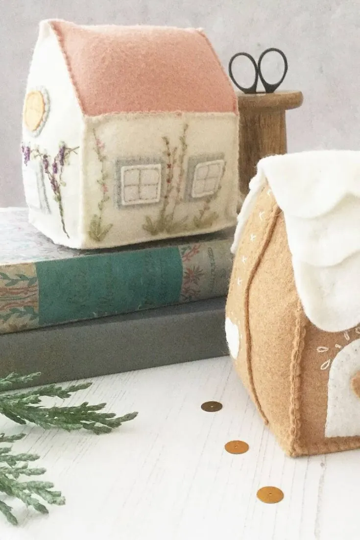 These house pin cushions are so cute and easily customizable for any season. Recreate your favorite cottage or make a gingerbread house. Another piece of decoration that beautiful and functional.