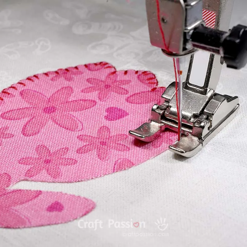 Applique can be sewn with a sewing machine or hand embroidery.
