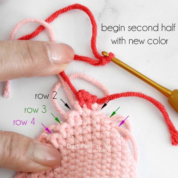 how to crochet two tone heart amigurumi