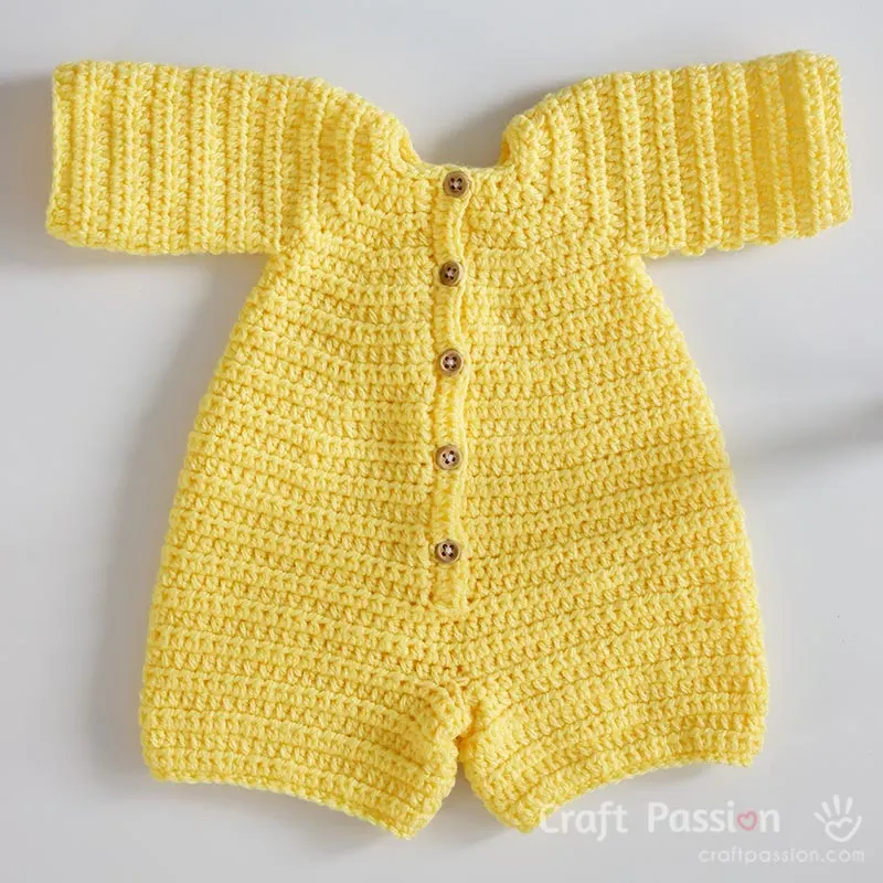 yellow crochet pajamas or onesie pajamas