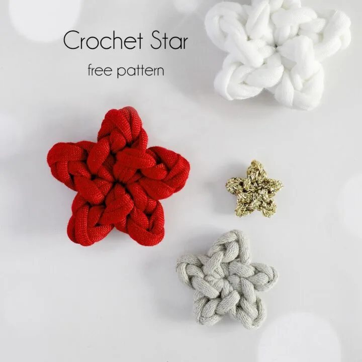 Learn how to make a tiny crochet star ornament with this super easy free pattern! Perfect for beginners, with step-by-step photos to guide you. Experiment with different yarn weights to create stars in various sizes!
