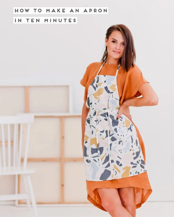 All you need for this apron pattern is 10 minutes of your time and 1 yard of leftover fabric. Because there's only a single layer to this apron, a heavy-weight fabric like canvas would work best. It's really that simple!