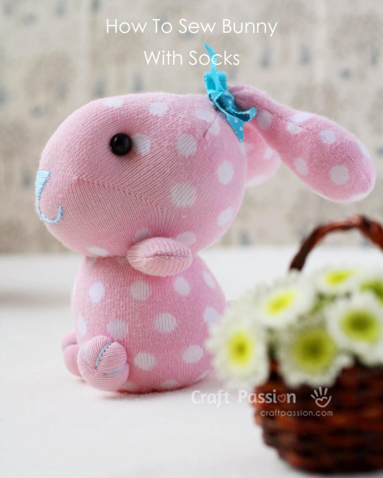 Quick & easy way to sew soft toys with sock. Follow the step by step photos and instruction to sew a sock bunny stuffed animal by using only 1 sock.