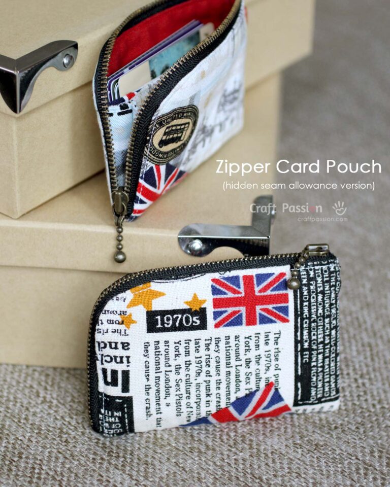 Sew a small zipper pouch with this free sewing pattern to make a credit card size zipper pouch. Keep your cards in a separate pouch to ease up your purse or wallet. Read more on how to sew a pouch with zipper.