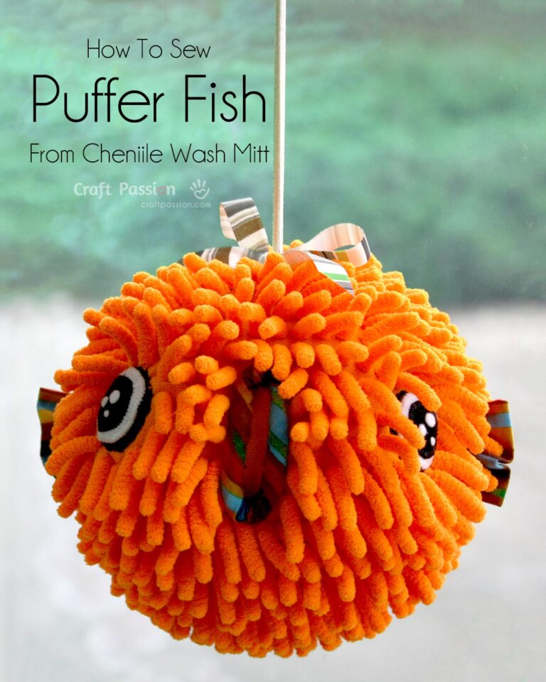 Learn how to make a puffer fish stuffed animal from a microfiber chenille wash mitt—turn a cleaning glove into a cute, kid-friendly toy!