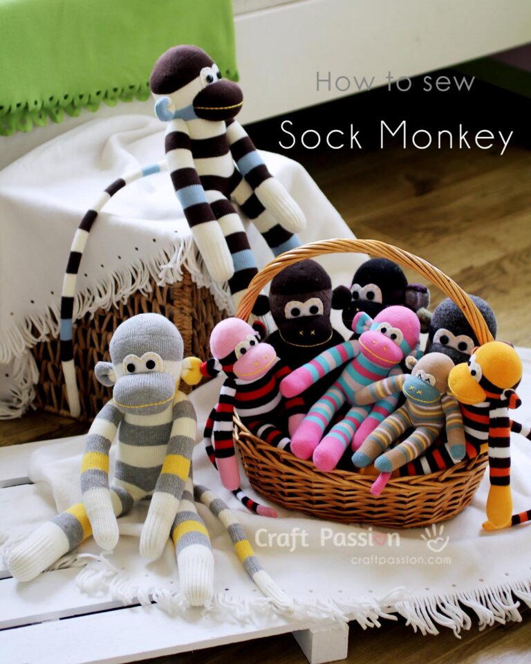 Make your own Marcho sock monkey by using this ultimate sewing pattern and tutorial. Easy to sew with guide from pictures and instructions.