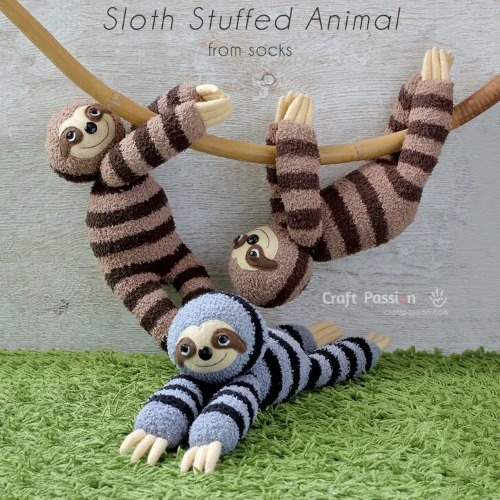 Sock Sloth Stuffed Animal Sewing Pattern