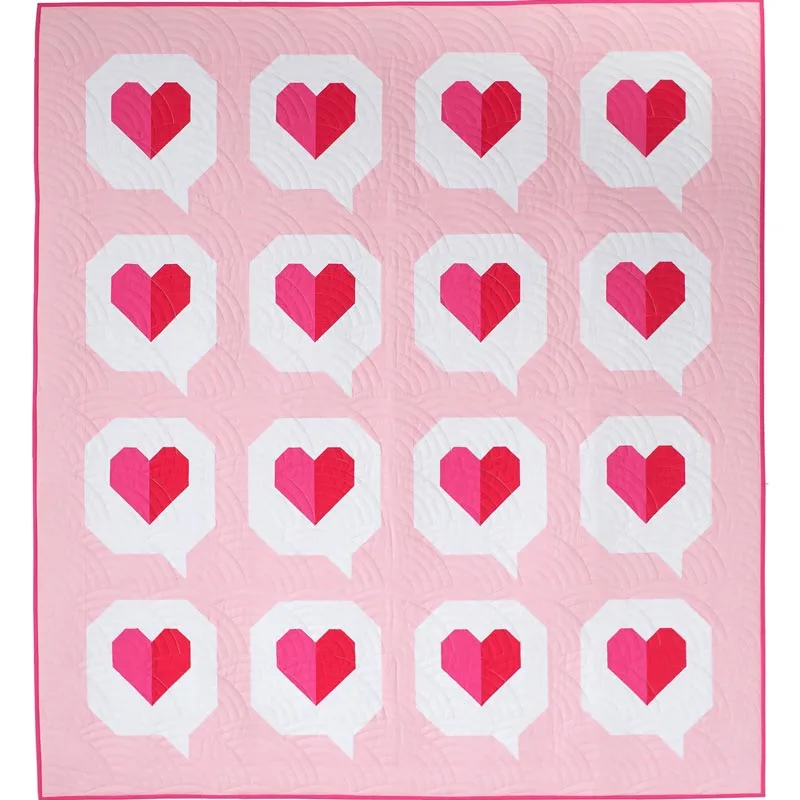 Here&rsquo;s a design that takes a modern look to a classic pattern. These little heart message bubbles are adorable and inspired by text messages from your loved ones. It&rsquo;s beginner-friendly and a quick sewing project. The finished size of this inexpensive quilt is 55&rdquo; x 61&rdquo;.