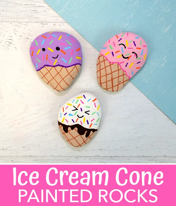 ice cream rock painting