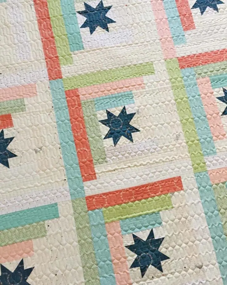 Here&rsquo;s another cool star quilt pattern that uses pastel colors for a softer look. For just $10.77, this quilt uses traditional log cabin blocks and sparkling star motifs. Also, it comes in three sizes:&nbsp; Baby (54&rdquo; x 54&rdquo;) Throw (72&rdquo; x 72&rdquo;) Twin (72&rdquo; x 90&rdquo;).&nbsp;