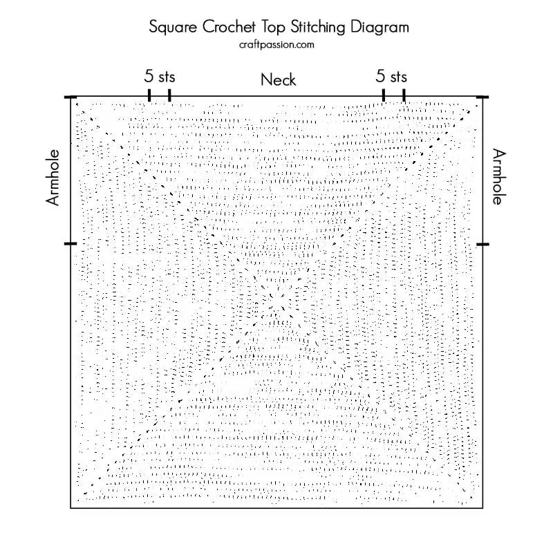seaming diagram of a crochet top.