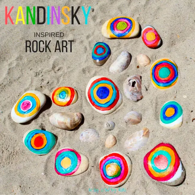 kandinsky inspired rock art rock painting idea