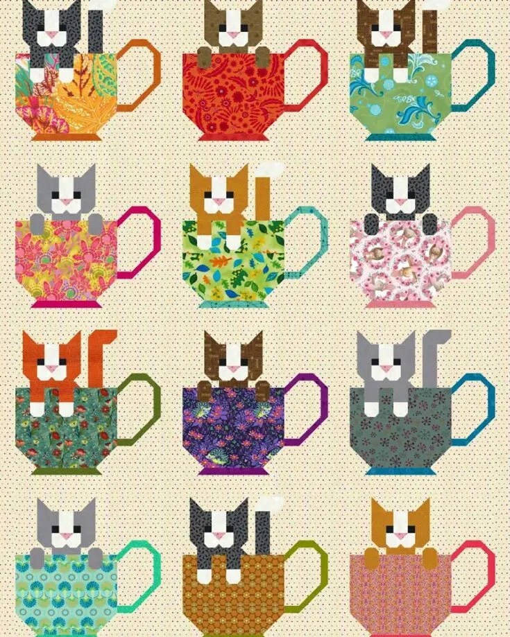 Quilt this stunning and simple kitty pattern that is a modern patchwork project! It uses the traditional piecing method, and it&rsquo;s a beginner design. For a reasonable price, you will be getting step-by-step and detailed instructions for making two quilt sizes as follows:&nbsp; Baby (36&rdquo; x 48&rdquo;) Large (72&rdquo; x 96&rdquo;)