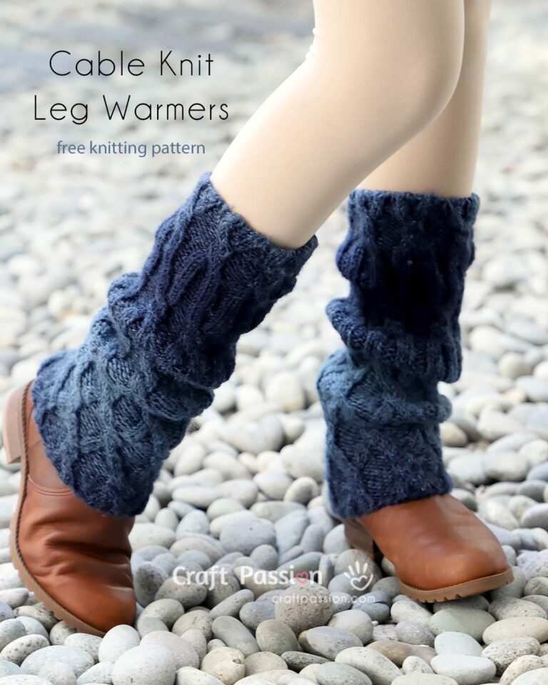 Free knitting pattern of long knit leg warmers for women with cable design that adds warmth & style. In written pattern & chart for knitters of all skill levels.