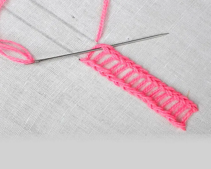 The ladder stitch is an embroidery technique that creates a tight braid on a pair of parallel lines with crossbars that resemble a ladder. It's a technique for making a fancy decorative border.