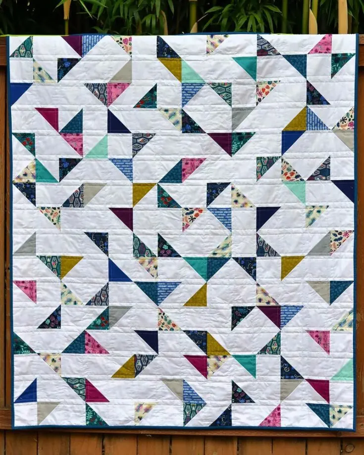 Don&rsquo;t you love how simple yet glamorous this quilt is? The Lagoon Quilt comes in two sizes: a baby and a lap quilt. The quilt is also made of HST and square blocks! It&rsquo;s scrap-friendly, and you can easily work with your favorite fabric prints on this piece.