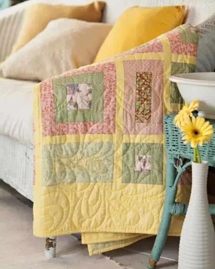 Bundle your little ones in sunshine with this adorable lemon bars quilt design! It uses simple squares and rectangles combined with sashing to create this zesty and citrusy pattern. The finished size is 75 &frac12;&rdquo; x 75 &frac12;&rdquo; square.