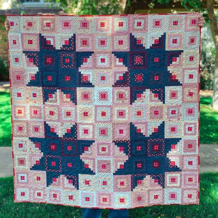 Prepare to bathe in the moonlit sky filled with glittering stars with this stunning star quilt design! Though the fabrics used were from a collection of small prints of reds, blues, and creams, you can use your fabric stash to create an identical, folksy look. The finished size is 55&rdquo; x 55&rdquo;.