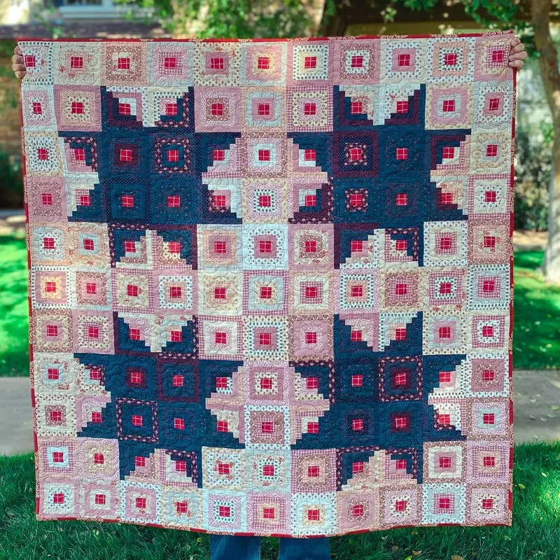 Prepare to bathe in the moonlit sky filled with glittering stars with this stunning star quilt design! Though the fabrics used were from a collection of small prints of reds, blues, and creams, you can use your fabric stash to create an identical, folksy look. The finished size is 55&rdquo; x 55&rdquo;.