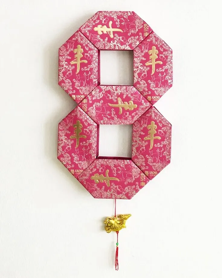 The Lucky Eight Ang Pow Craft is a delightful Chinese New Year project that transforms 14 red packets into a vibrant figure-eight wall hanging, symbolizing prosperity and good fortune.