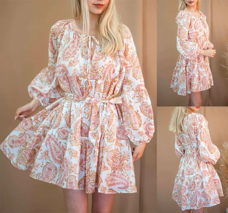 Check out this Maisey dress pattern tutorial from Fashion Wanderer. This boho-style dress features long, billowy puffed sleeves and a three-tiered ruffled skirt. This tunic dress boasts a relaxed and flowy fit that comes in sizes S, M, and L.