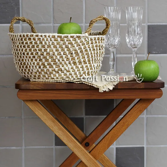 Make your own hemp basket with this crochet basket pattern & tutorial. Know basic crochet technique to complete it. It uses manila rope and yarn to build.