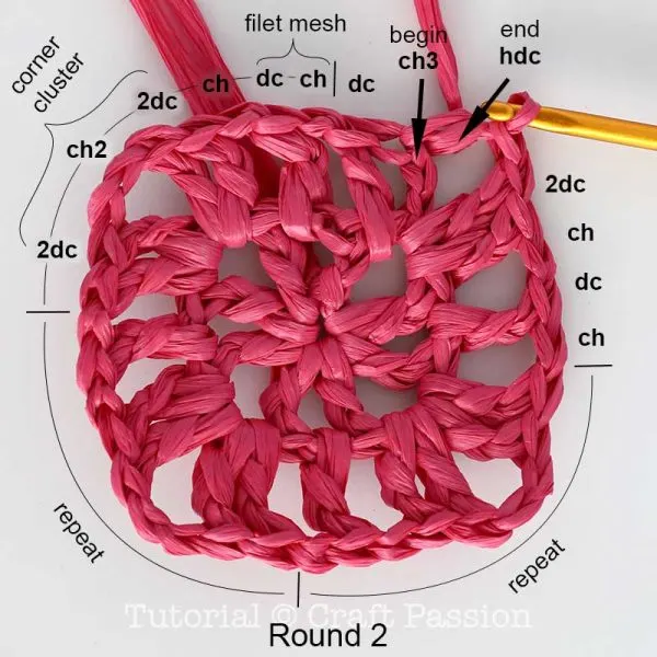how to crochet mesh market bag