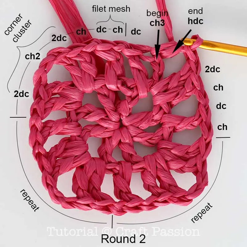 how to crochet mesh market bag