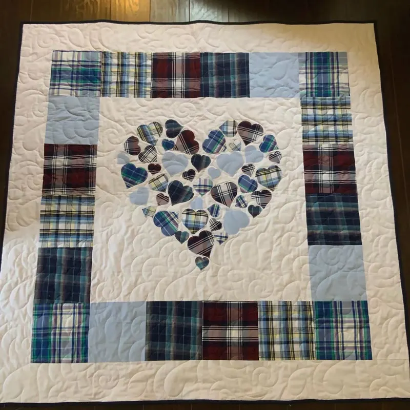 Check out this gorgeous quilt that uses raw edge applique, and it&rsquo;s catered to beginners. This inexpensive quilt is adorned with small hearts in the center, resulting in a large heart. The finished size is approximately 60&rdquo; x 60&rdquo;.