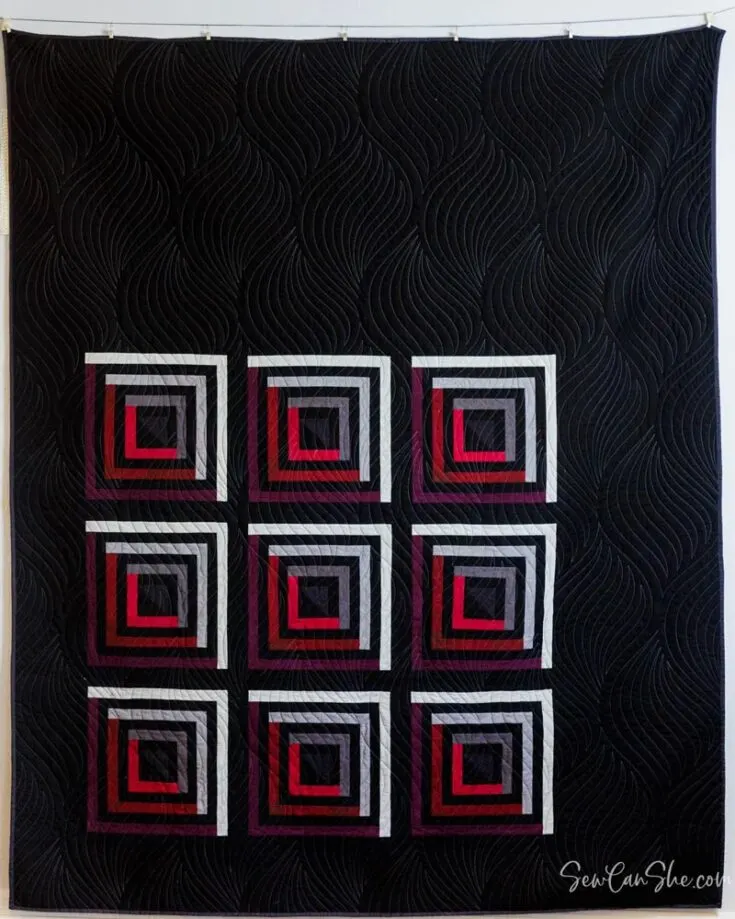 If you are not a fan of the minimalistic vibe, then check out this maximalist and striking log cabin design that is a must-have on your quilting project. It&rsquo;s a twin-size quilt with nine large traditional log cabin blocks. The finished size is 70&rdquo; x 84&rdquo;.
