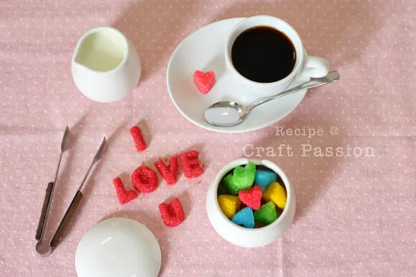 Here's a fantastic recipe and method for making colorful heart-shaped sugar cubes, perfect for Valentine's Day and wedding celebrations.