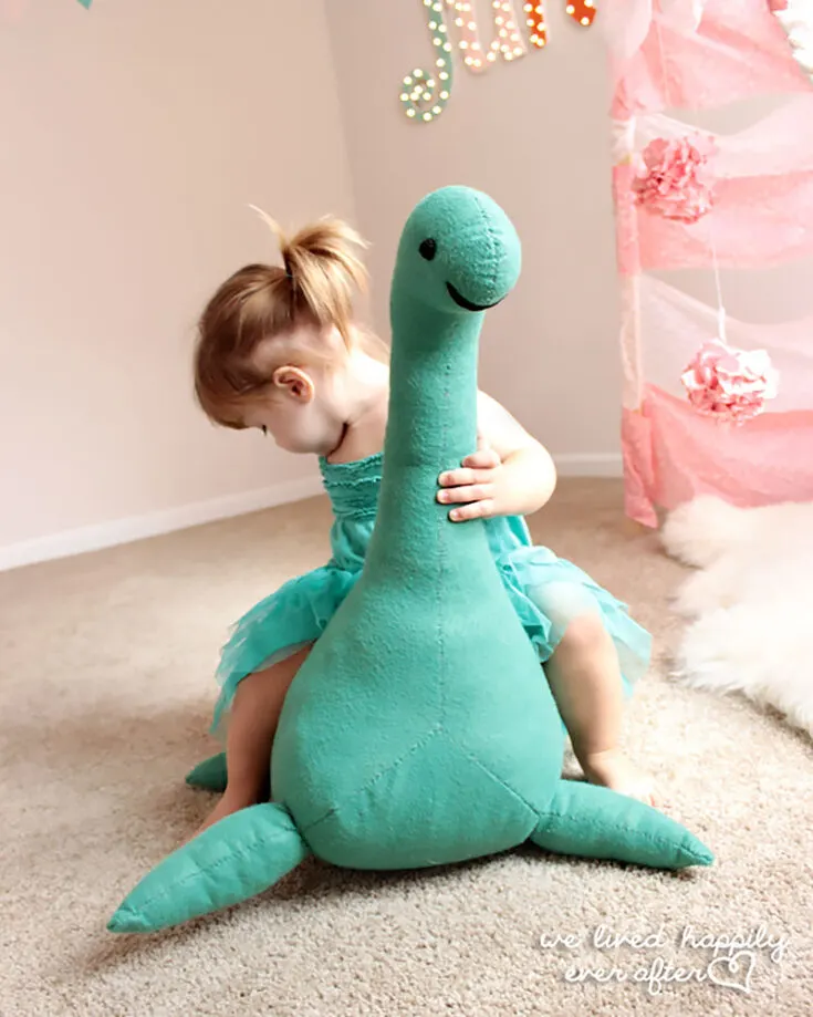 We've included quite a few miniature plushie patterns so far, so here is a free pattern for an enormous Loch Ness Monster. Your little ones can sit and ride on this monster, and its a great size to hug and cuddle on a bad day. Its comforting smile and size is bound to be able to comfort you anytime.