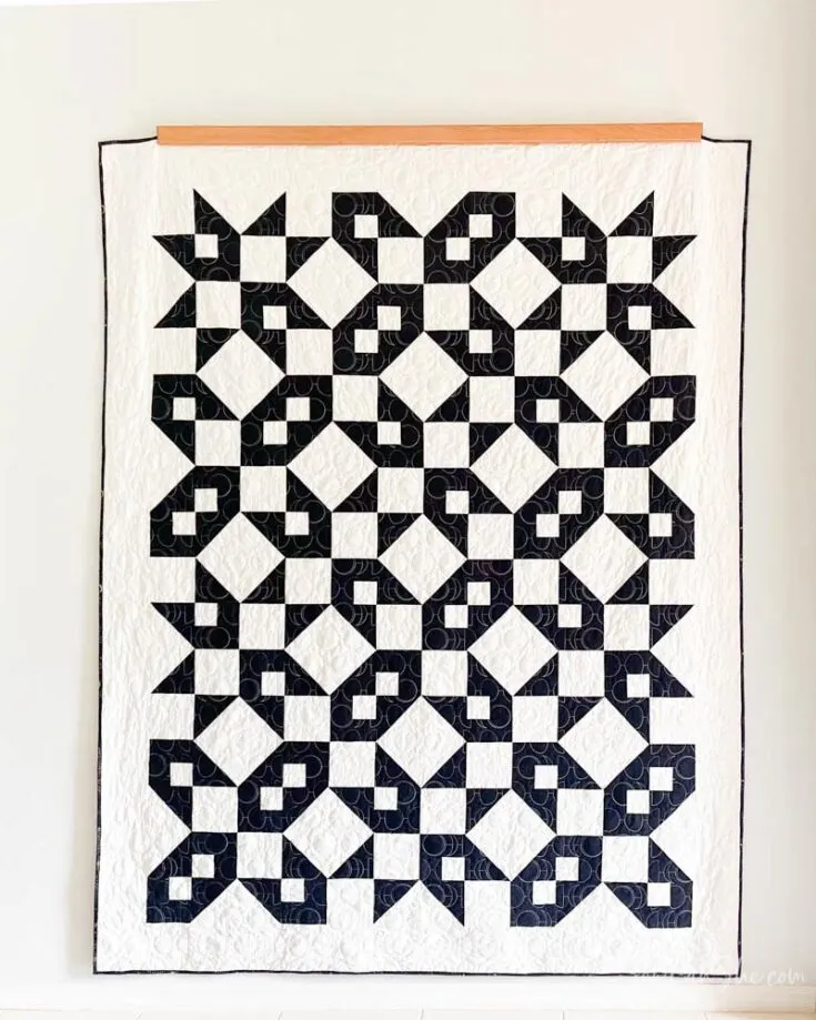 This Ninja Stars quilt design offers a fun and speedy way to create a striking quilt in two sizes. Its dynamic design features bold, interlocking star shapes that bring a sense of movement and energy to the finished piece. Great for beginners and experienced quilters alike. When the quilt is sewn with 24&rdquo; star quilt blocks, it makes up for an 84&rdquo; x 108&rdquo; quilt size, whereas if sewn with 16&rdquo; blocks, the quilt will be approximately 56&rdquo; x 72&rdquo;.