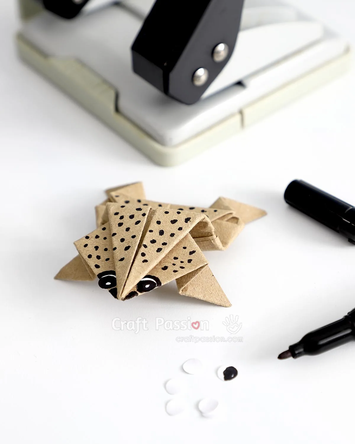 Decorate your origami frog to make it stands out among the frog rangers.