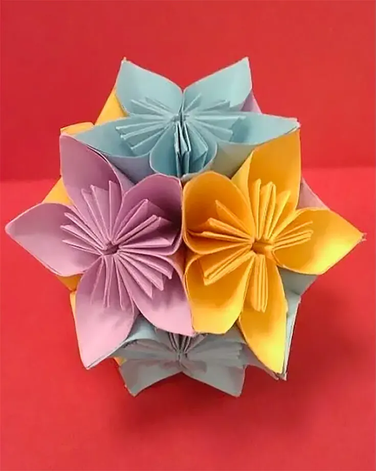 Especially for visual learners, here is the video tutorial on how to make the same origami Kusudama flower ball.